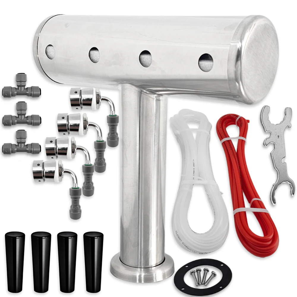 4 Tap FatBoy T-Bar Brushed Stainless Font Kit