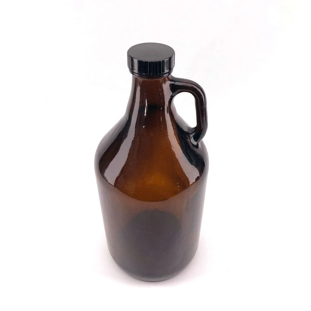 64OZ Glass Growler (1.9L) + Black Plastic Phenolic Resin Cap