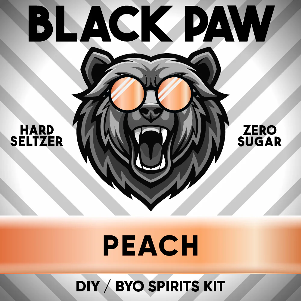 Black Paw Peach Hard Seltzer - Zero Sugar - DIY ~ BYO Spirits Keg Kit
