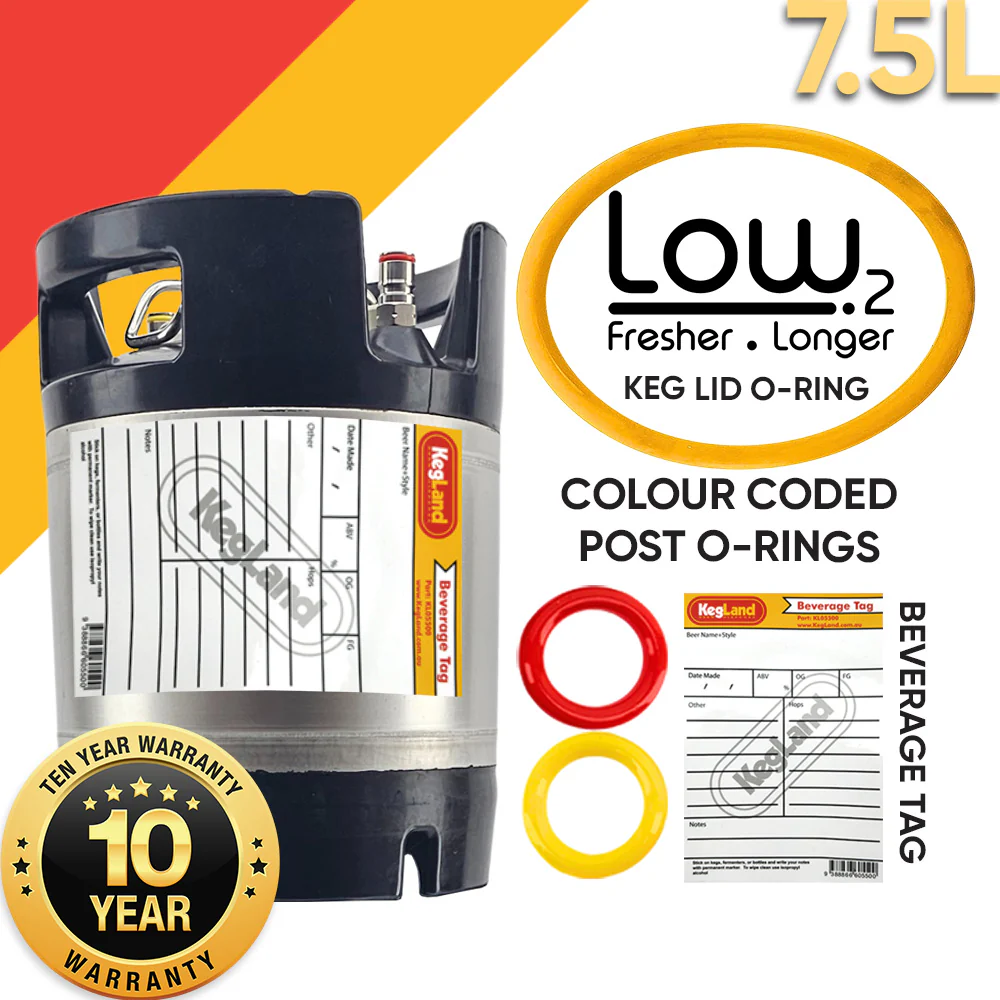 Double Stacker - 7.5L Ball Lock Keg with rubber base and handle