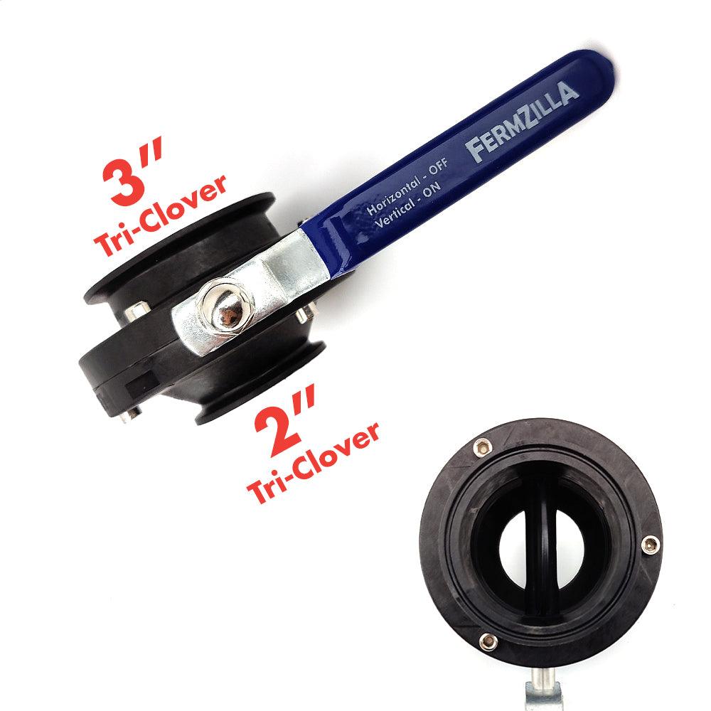 2 Inch TC x 3 Inch TC FermZilla Butterfly Valve Assembly