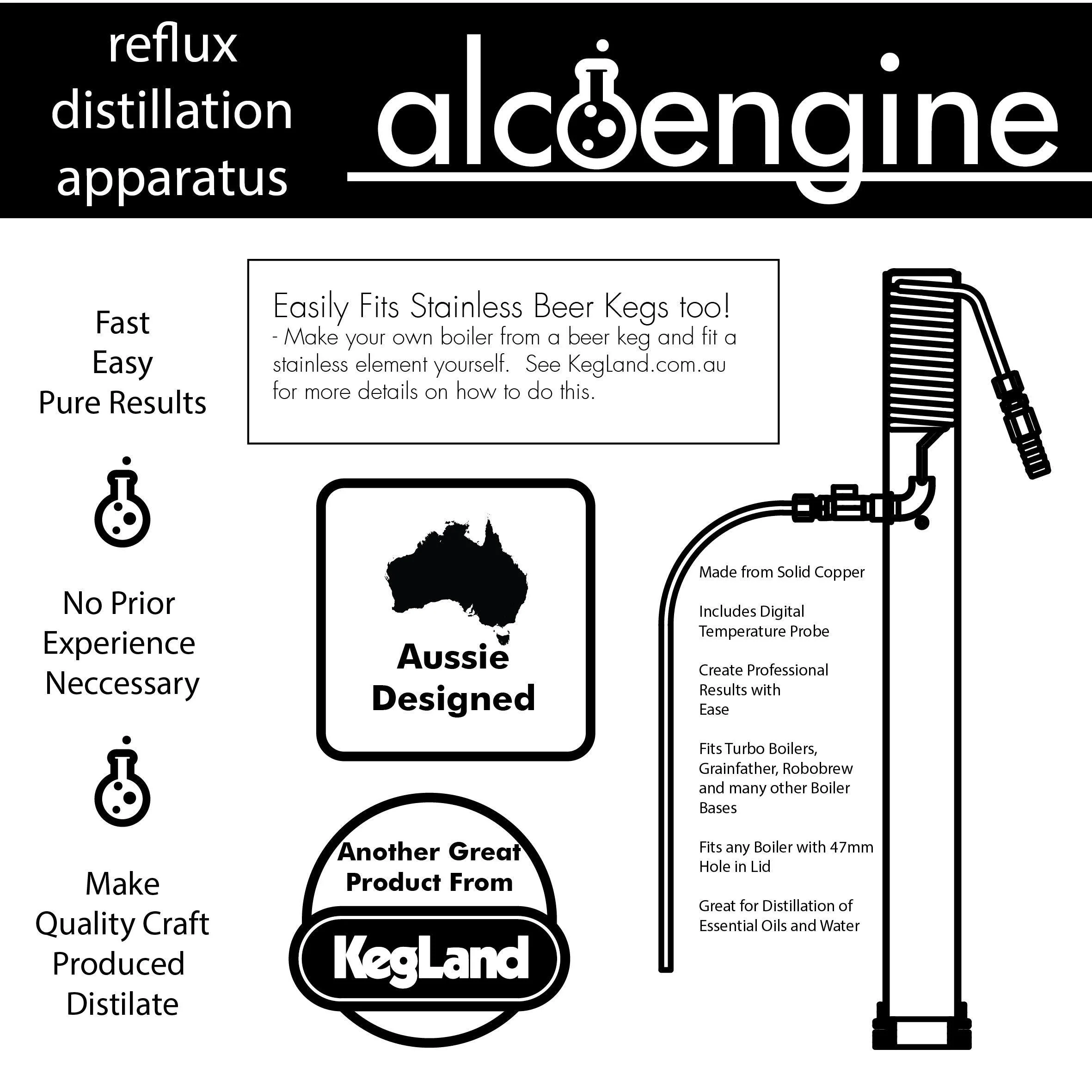 Gen 1.0 - AlcoEngine - Copper reflux Still with 13mm Barb Tails - Image 2